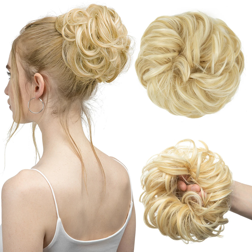 Synthetic Messy Hair Bun Extensions Big Curly Elastic Hair Scrunchies Hairpieces Chignon Donut Updo Hair Pieces for Women