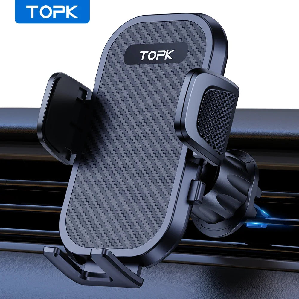 TOPK Car Phone Holder Air Vent Mount for Big Phones & Thick Cases | Hands-Free Clamp Cradle for iPhone, Samsung, All Smartphones