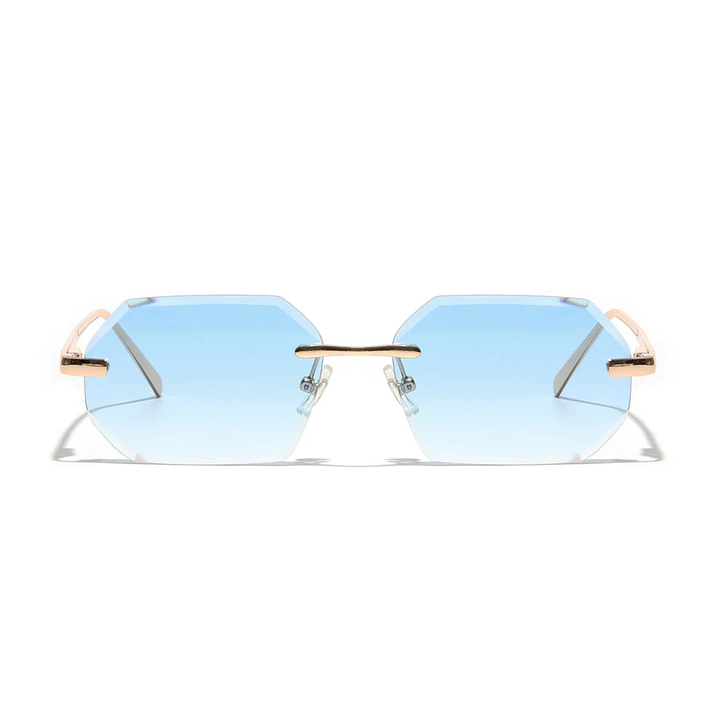 Ruiao Sunglasses Men Brand Designer Fashion Rimless Sun Glasses Shades Diamond Cut Lens Ladies Frameless Metal Eye glasses