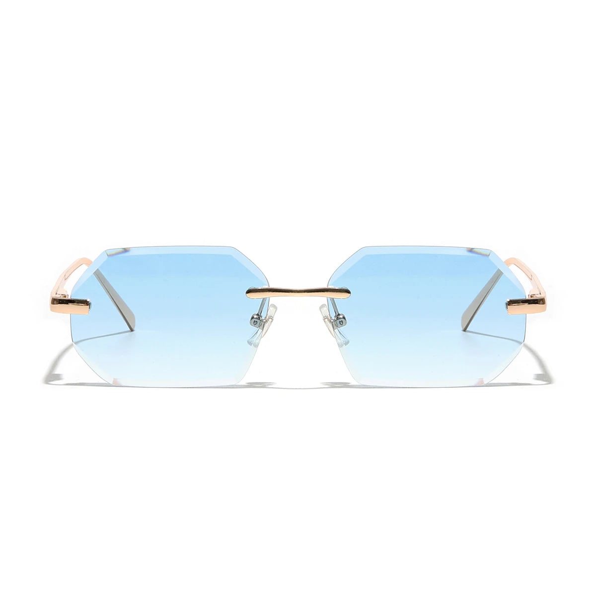 Ruiao Sunglasses Men Brand Designer Fashion Rimless Sun Glasses Shades Diamond Cut Lens Ladies Frameless Metal Eye glasses