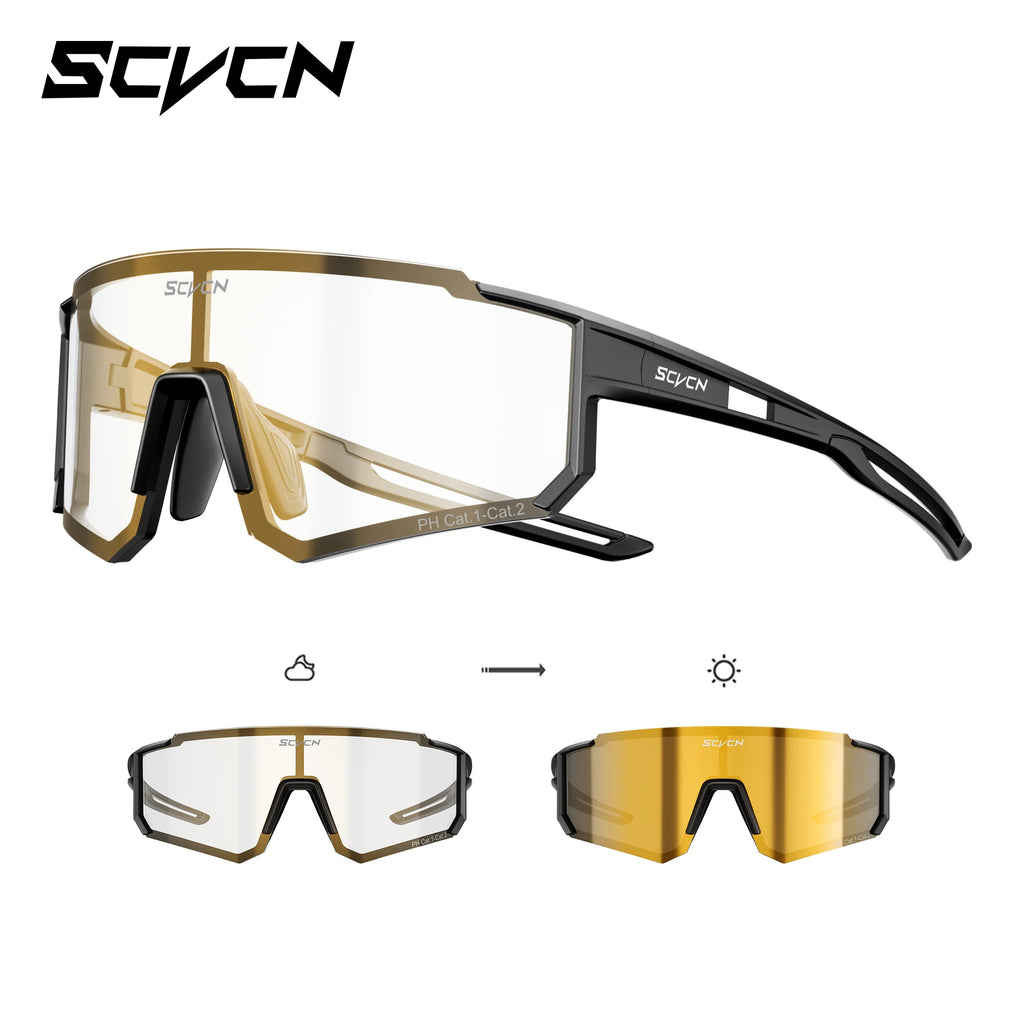 SCVCN Photochromic Sunglasses Outdoor Sports Bike Cycling Glasses Man MTB Climbing Glasses Women Driving Bicycle Eyewear New