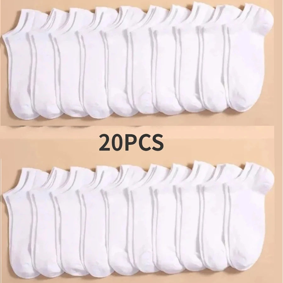 10pairs / Low Black And White Gray Cotton Socks Men's Socks Breathable Sports Socks Men's Short Socks Women's Socks EU37-44