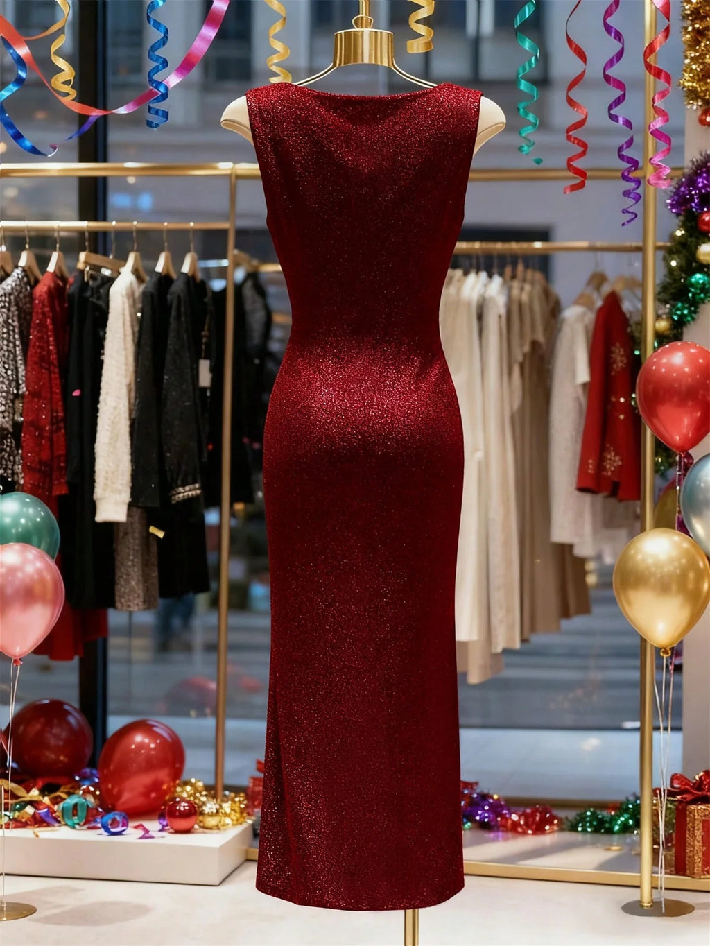 Fashionable New Summer Elegant Sleeveless Sparkling Bodycon Evening Gown