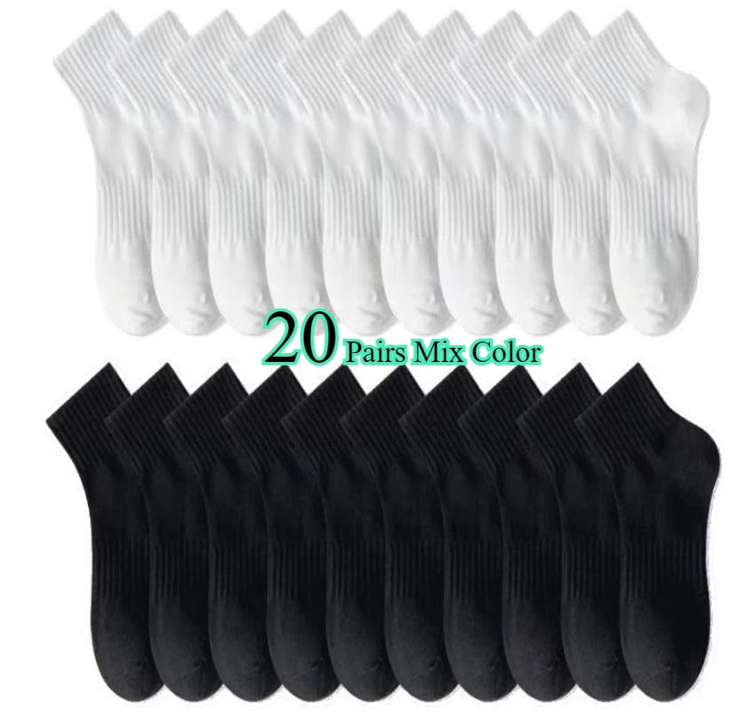 10/20 Pairs Neutral Solid Color Round Neck Socks Spring Summer Sweat Absorbing Breathable Soft Comfortable Couple Sports Socks