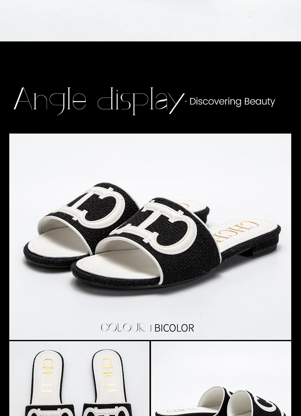 CHCH Women's Slippers New Fabric Fashion Flat Sandals Business Banquet Women's Shoes