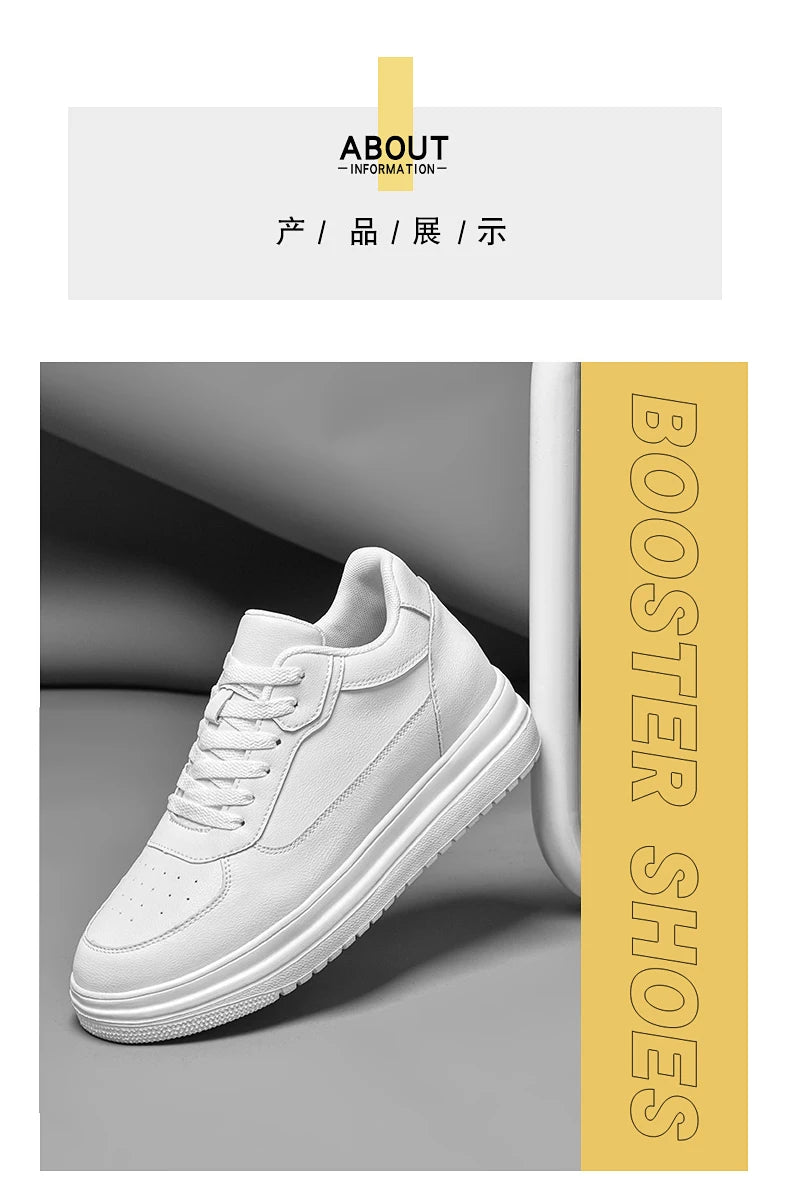 New Invisible Height-increasing Shoes for Men, 6CM-8CM-10CM Sports Shoes,White Leather Sports Shoes for Men,Enlarged Sizes 36-46