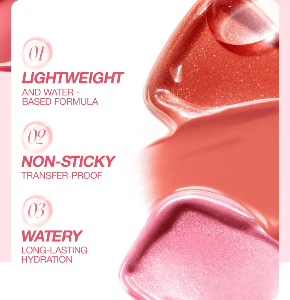 O.TWO.O Liquid Lip Gloss Lipstick Glossy Finish High-Shine Long Lasting Moisturize Non-Stick Glassy Lips Glossy Lip Stain Makeup