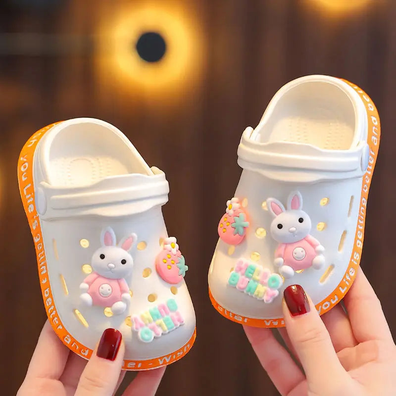 Summer Kids Slippers Cute Cartoon Hole Shoes Closed Toe Soft Sole Non Slip Indoor Baby Sandals Slippers For Boys Girls Toddlers