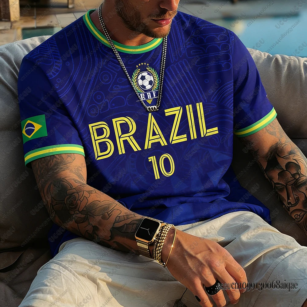 2026 Summer New Brazil Football Jerseys For Men Classic God Brazil Short Sleeve Tees Casual O-neck Sports Tshirts Man Clothing