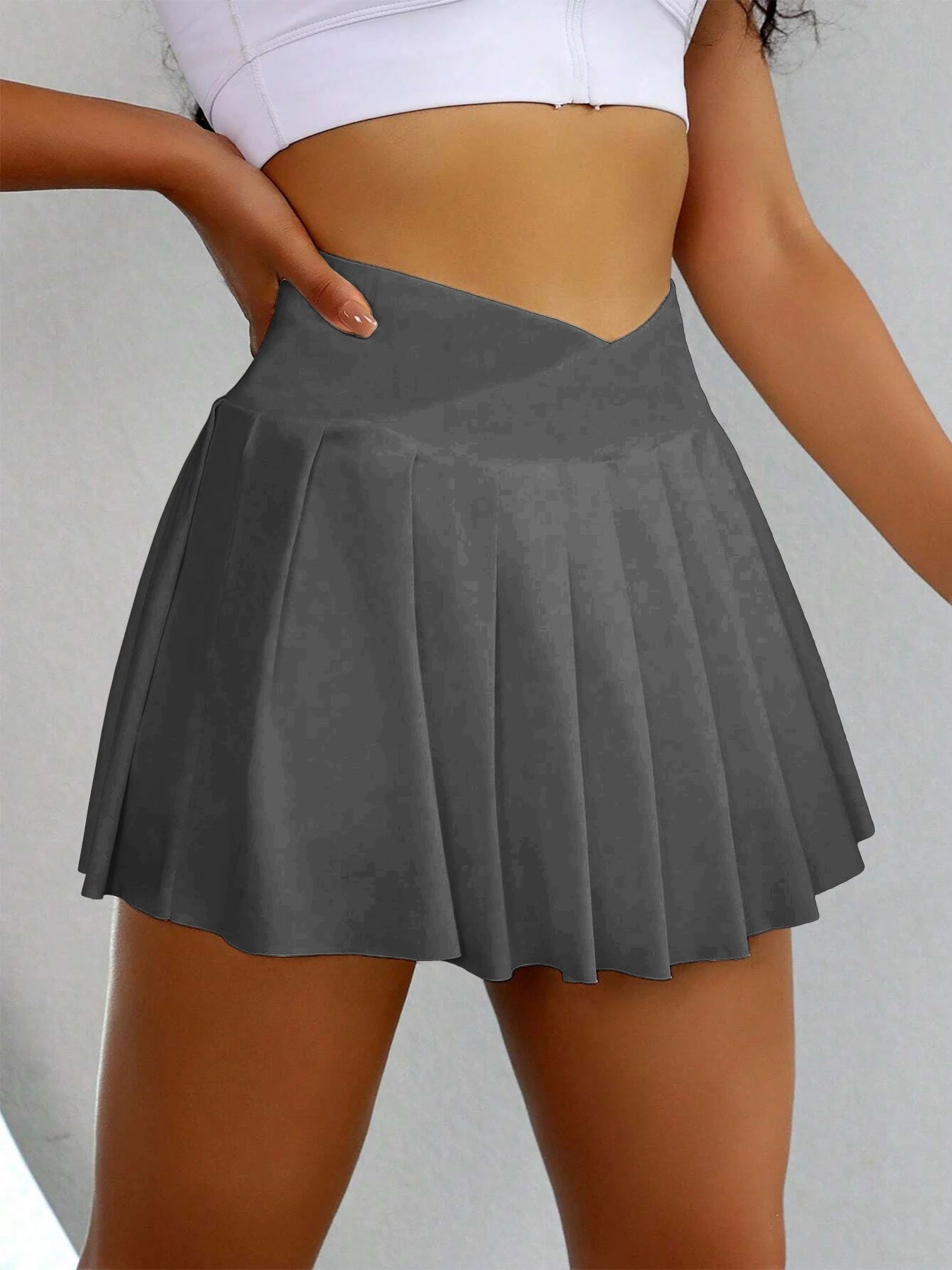 Women's anti-exposure sports skirt running training tennis skirt with mobile phone bag quick-drying golf yoga fitness skirt