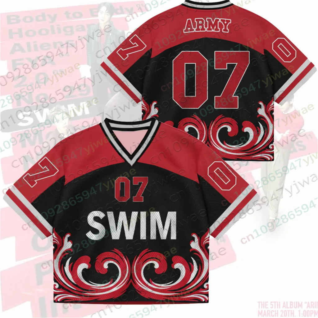 SWIM Unisex Jersey 2026 Fashionable Streetwear Top V-Neck Loose Short Sleeved Gift For Arm Summer Men'S And Women'S T-Shirt