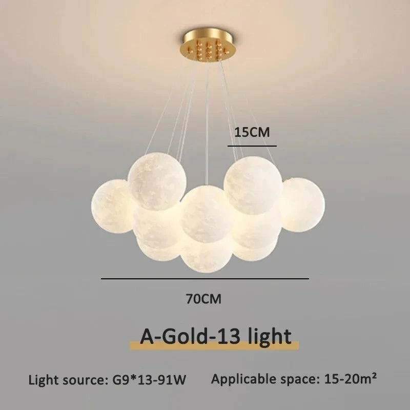 Modern Minimalist LED Ceiling Pendant Lamps Design Cream Ball Chandelier Light Home Decor for Living Dinning Room Bedroom Indoor