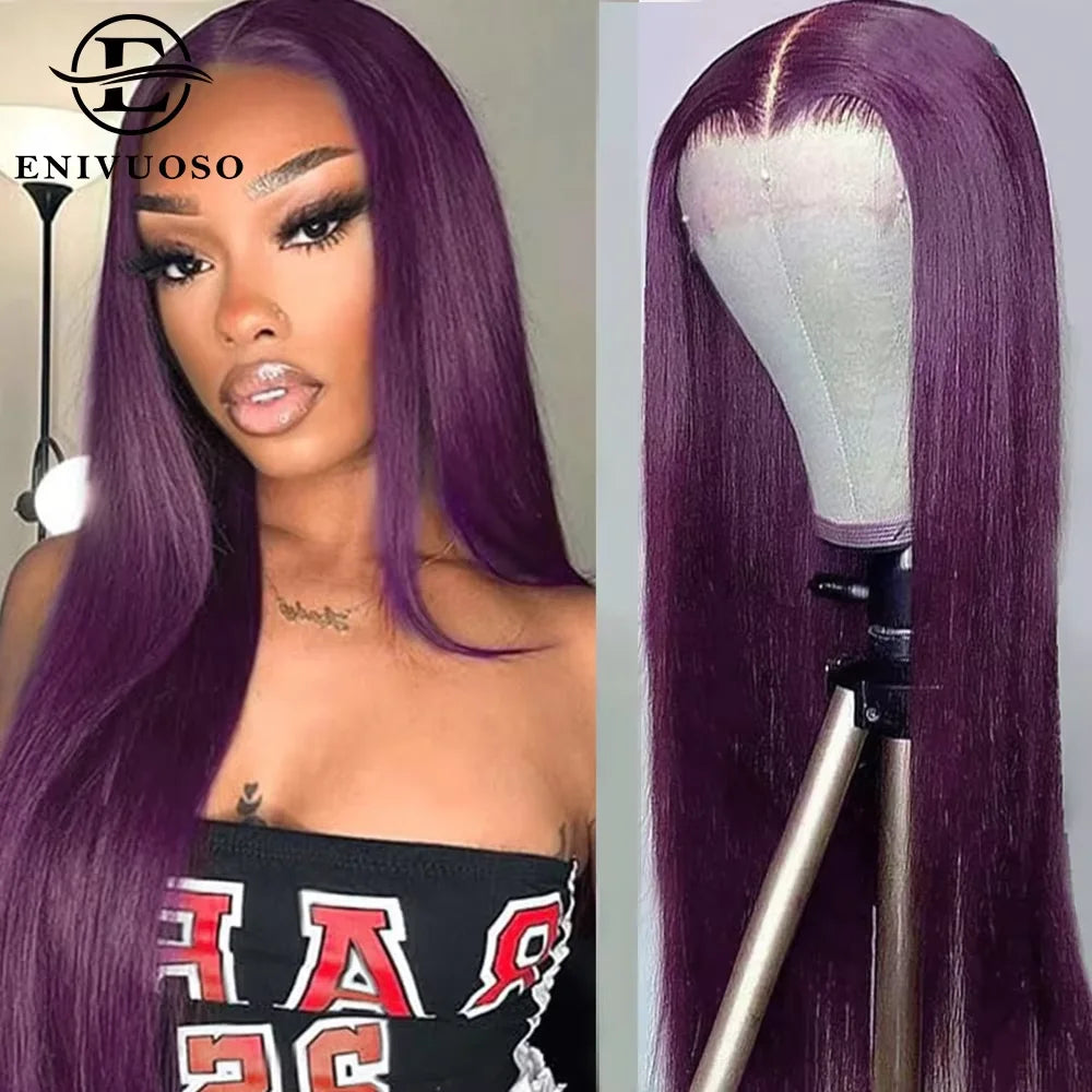 Long Straight 13X4 Lace Front Synthetic Hair Wig with Baby Hair Chocolate Brown Colored Silky Straight Lace Front Wigs For Women