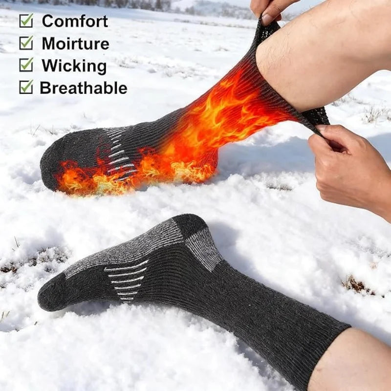 Super Thick Warm Merino Wool Socks for Men and Women, Wool-Lined Winter Hiking Warm Boot Work Socks, 3 Pairs Pack