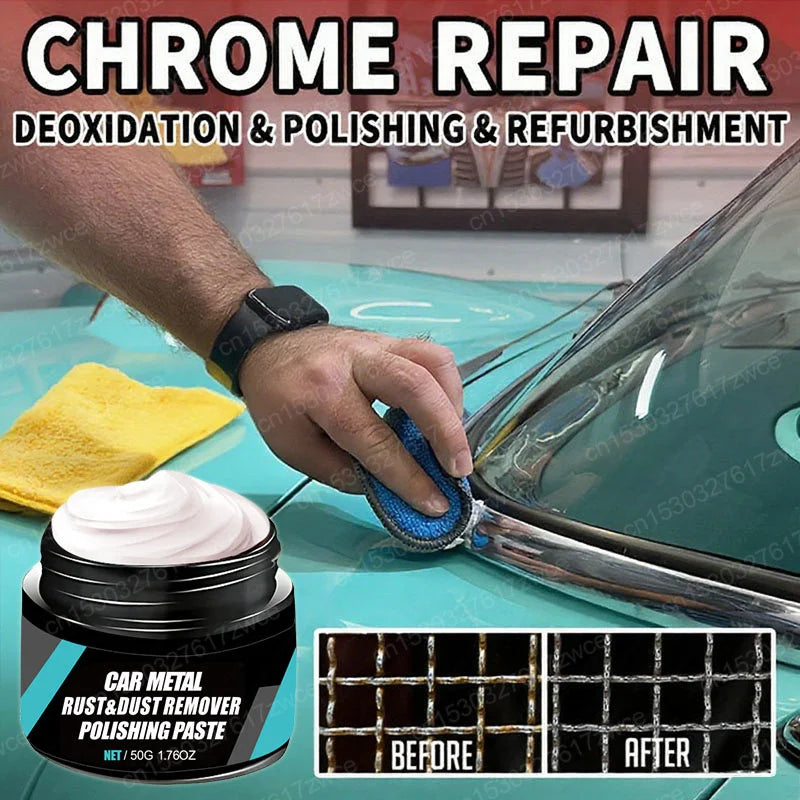 Car Rust Restoration Paste for Chrome Parts of Auto Rust And Fading on Car Wheels Designed for Renewing Oxidized Scratch Repair