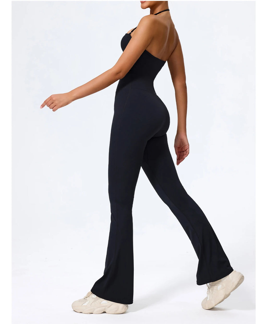 New Summer Women Sleeveless Yoga Jumpsuit Female Gym Flared Overalls Neck-hanging Backless Sportswear Sport Outfit For Woman