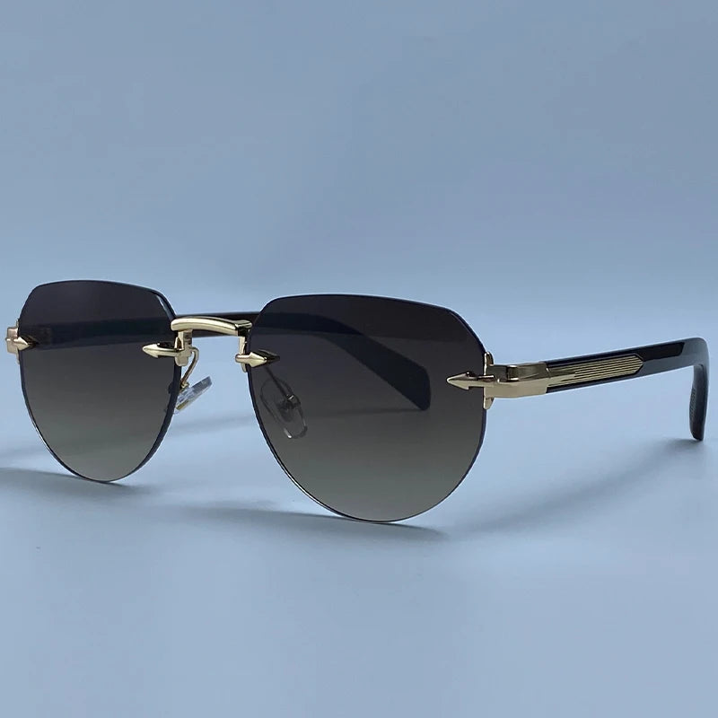 2026 Fashion Square Rimless Sunglasses Women Vintage Gold Metal Frameless Polygon Sun Glasses Lady Pilot Eyewear Cut Edge Shades