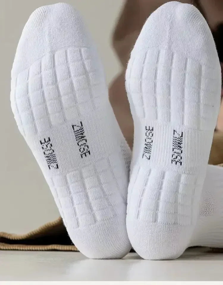 10pairs HLHYX Socks Men's Cotton Deodorant Winter Towel Bottom with Mid-tube White Stockings Thickened Sports Basketball Socks