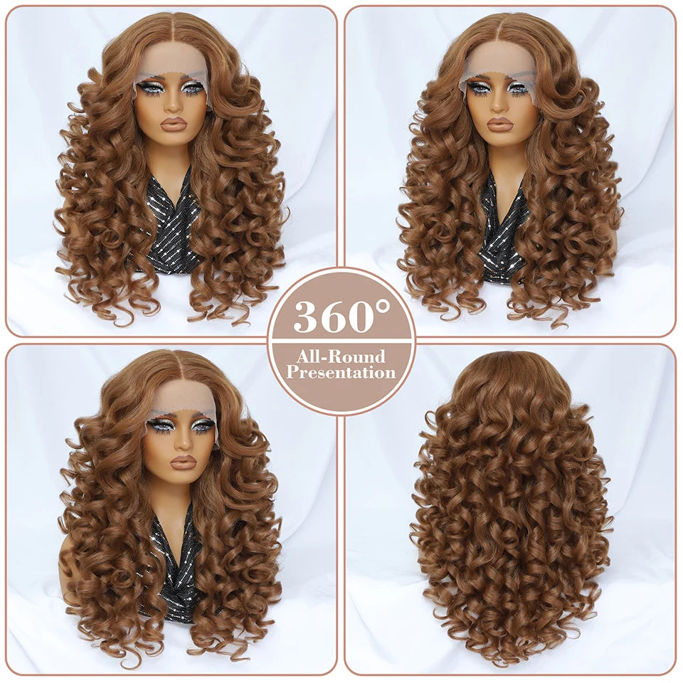 Lace Front Wigs Curly Latisha Synthetic High Quality Blonde Pink Blue Black White Red Brown Wig With Baby Hair For African Women