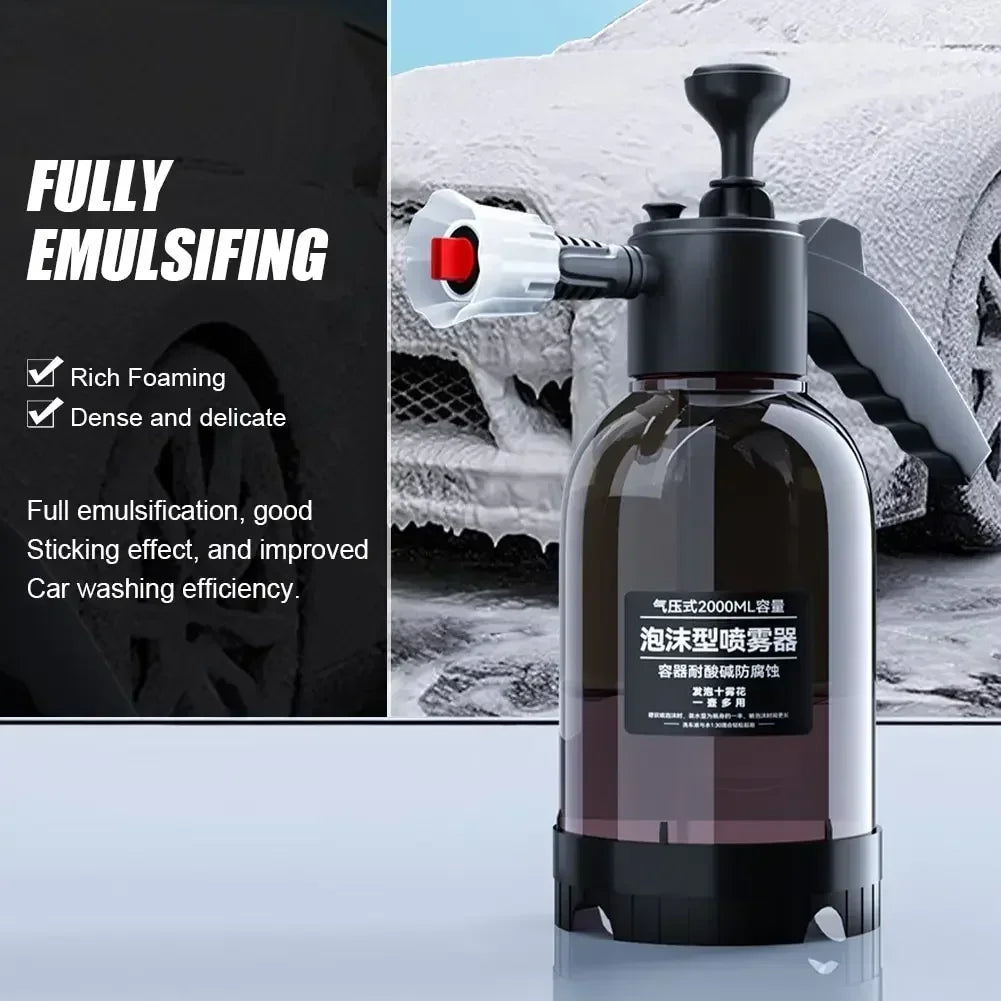 2L Hand Pump Foam Sprayer Snow Foam Gun Nozzle With Pressure Relief Valve Car Wash Spray Bottle Window Cleaning Tools