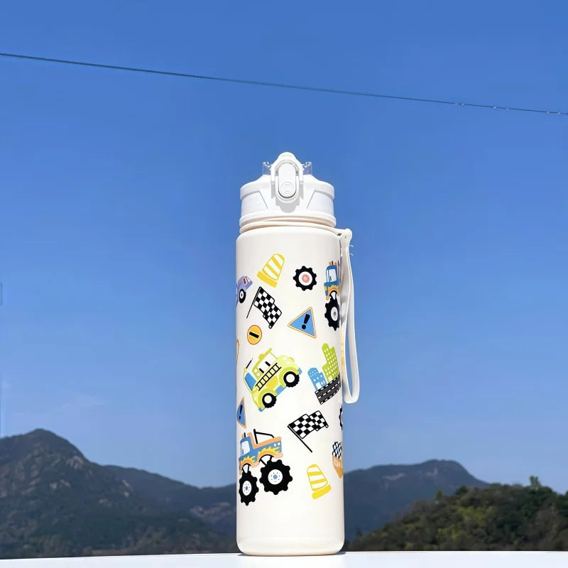 750ml Dinosaur Water Bottle For Kids Water Sippy Cup With Silicone Straw Leakproof Plastic Water Bottles Summer Kids Water Cup
