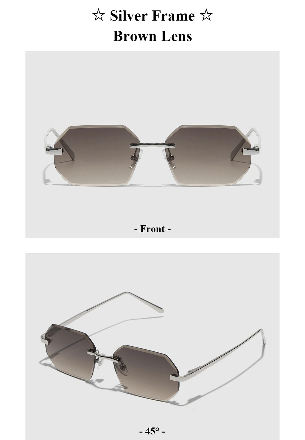 Ruiao Sunglasses Men Brand Designer Fashion Rimless Sun Glasses Shades Diamond Cut Lens Ladies Frameless Metal Eye glasses