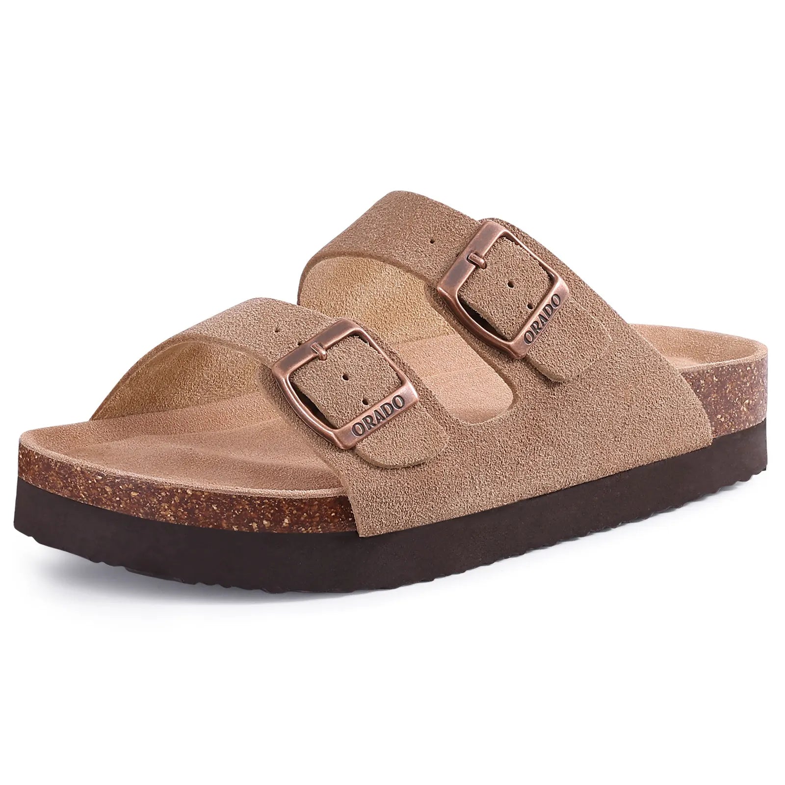 Bebealy Women's Cork Footbed Slide Men Sandal Summer Outdoor Sandals With Adjustable Buckle Beach Sandals Vacation Pool Sandals