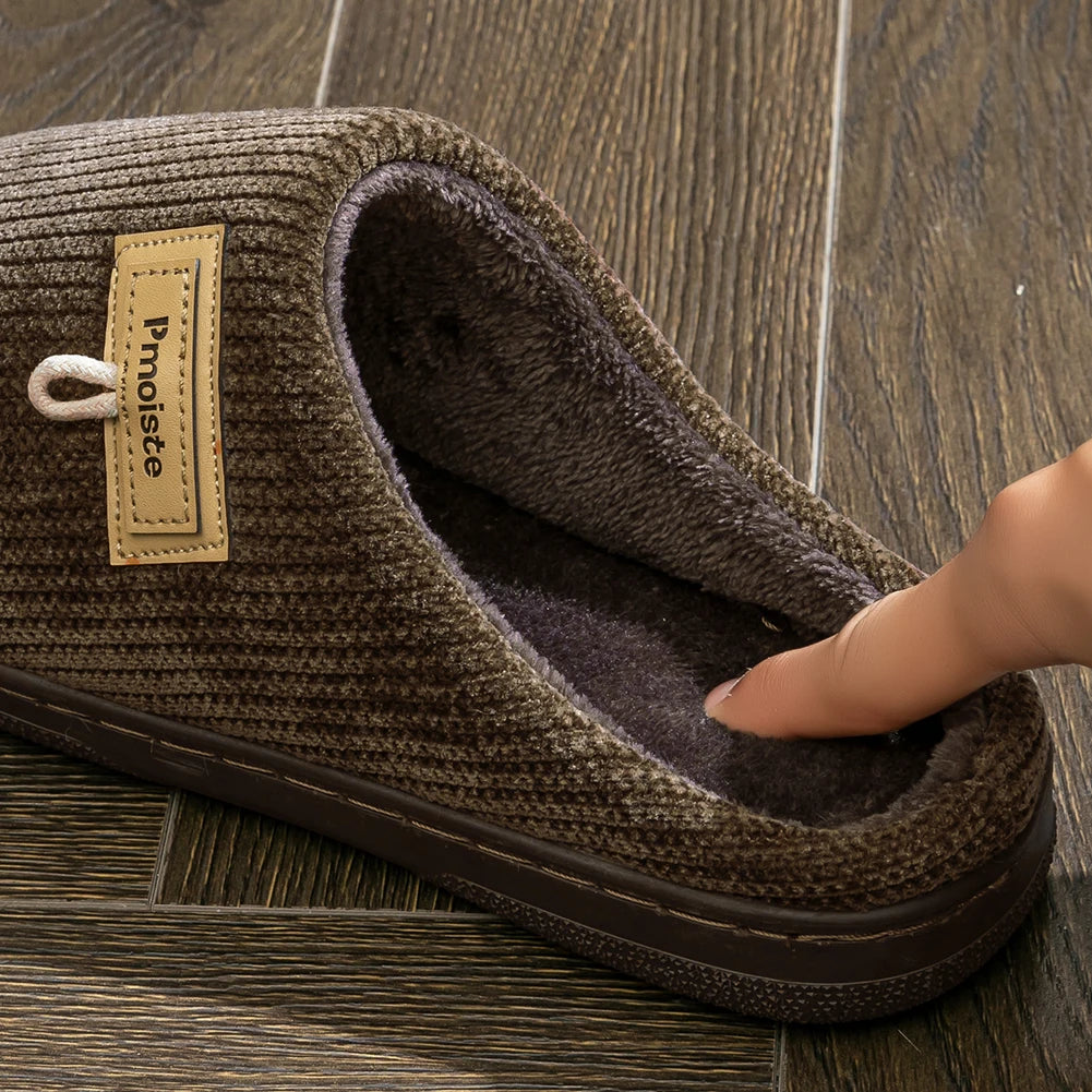 House Slippers for Men Warm Non Slip Indoor Knitted Memory Foam TPR Sole Cushion Home Shoes Winter Luxury Designer Comfort