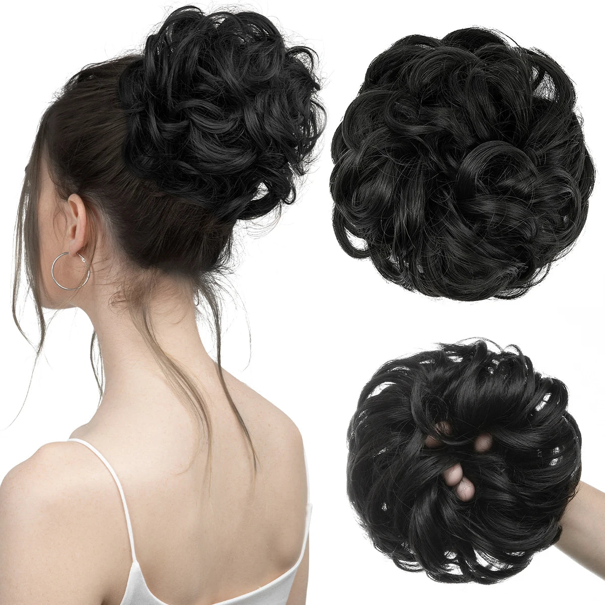 Synthetic Messy Hair Bun Extensions Big Curly Elastic Hair Scrunchies Hairpieces Chignon Donut Updo Hair Pieces for Women