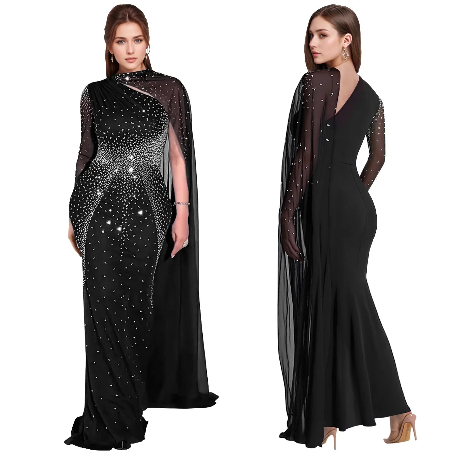 African Dresses For Women 2025 New Elegant Africa Clothing Turkey Wedding Party Long Dress Luxury rhinestone party dress Outfits
