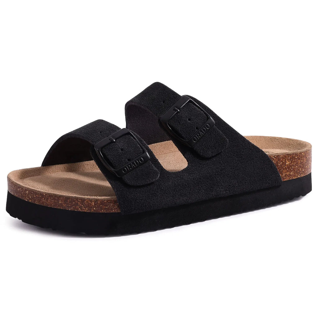 Bebealy Women's Cork Footbed Slide Men Sandal Summer Outdoor Sandals With Adjustable Buckle Beach Sandals Vacation Pool Sandals