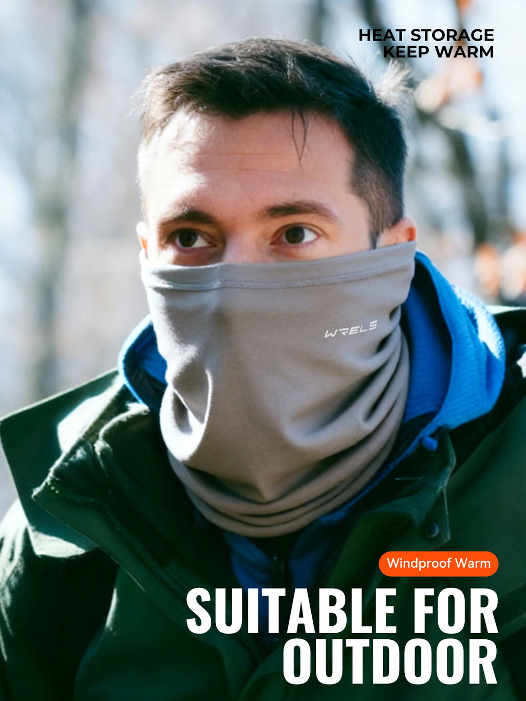 WRELS Winter Neck Gaiter Neck Warmer Cover Ski Gaiters for Men Women Fleece Thick Windproof Ski Mask Scarf Breathable Face Mask