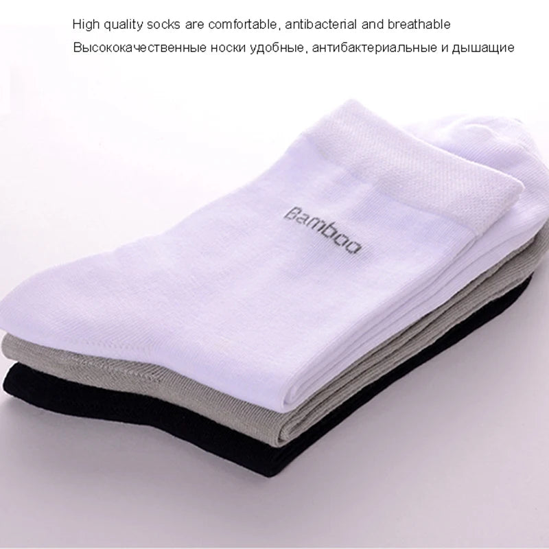 10Pairs/Lot Men Bamboo Socks Brand Comfortable Breathable Casual Business Men's Crew Socks High Quality Guarantee Sox Male Gift