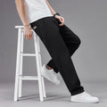 Big Size Casual Pants Men Elastic Waist Straight Leg Fit Summer Trousers Male Loose Cotton Work Wear Plus Large 6XL Khaki Light