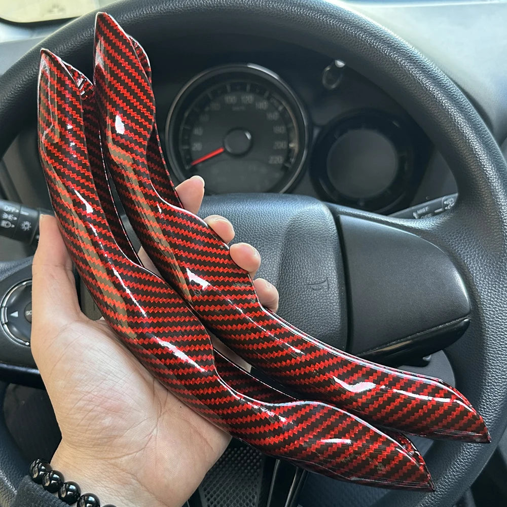 Universal Car Steering Wheel Cover Anti-slip Bright Gloss Carbon Fiber Texture Steering Wheel Decoration Accessories 14.5-15inch