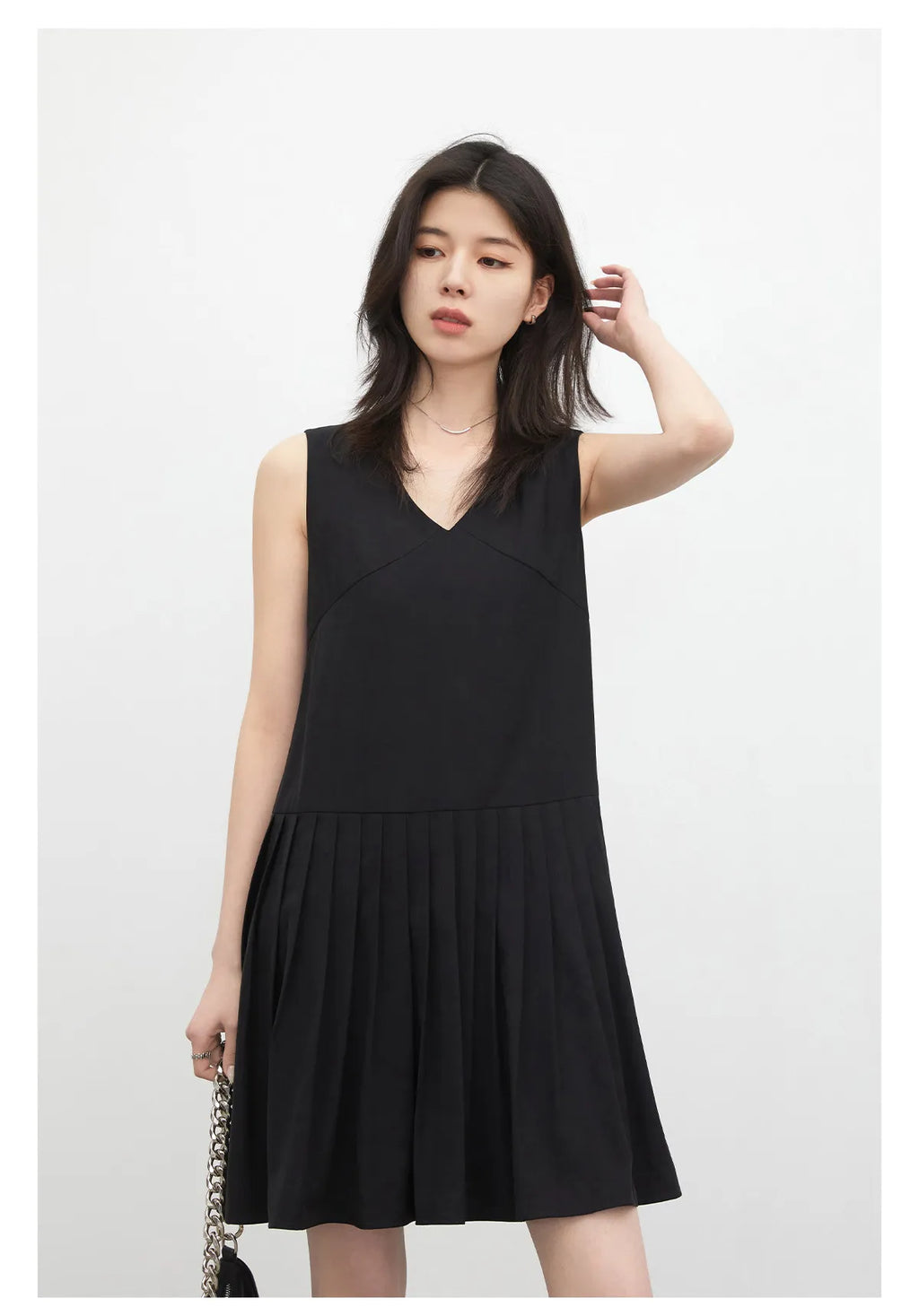CHIC VEN Fashion Women Dresses Solid A Line Loose Casual V-neck Sleeveless Female Dress Mid-length Spring Summer 2026