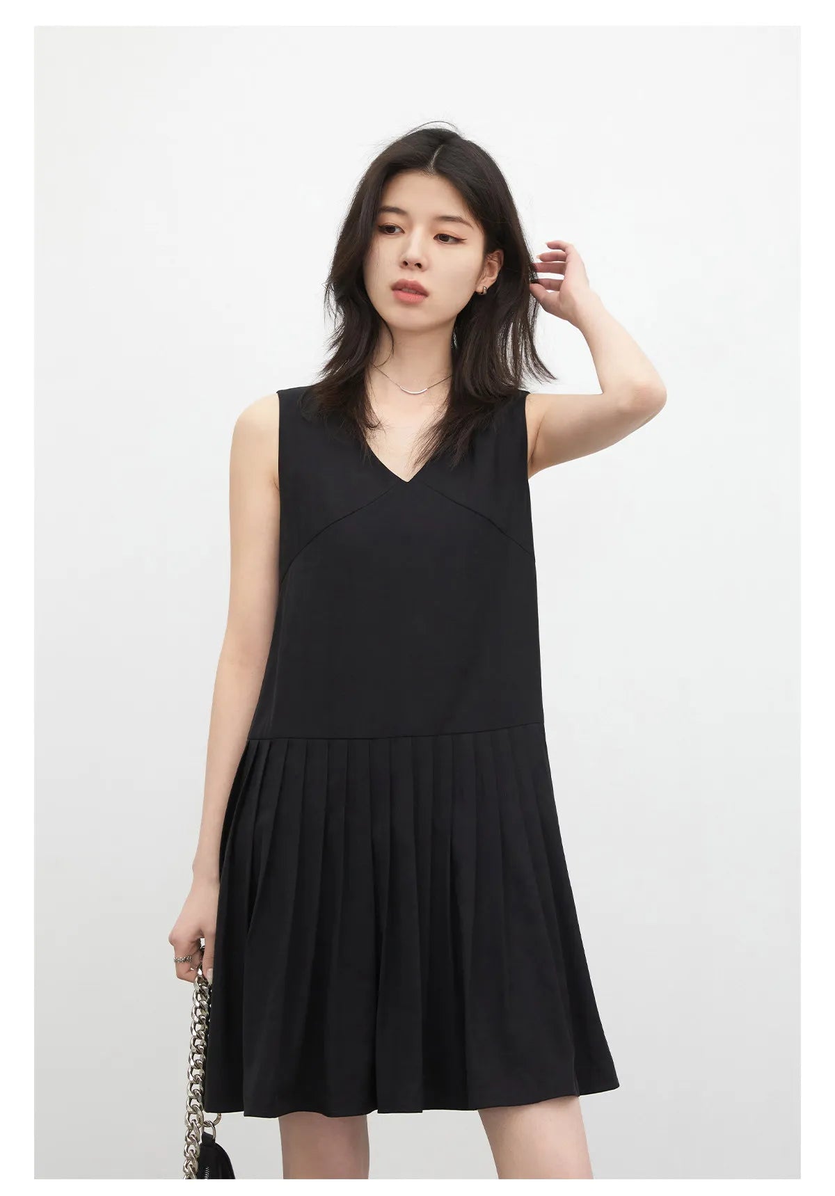 CHIC VEN Fashion Women Dresses Solid A Line Loose Casual V-neck Sleeveless Female Dress Mid-length Spring Summer 2026