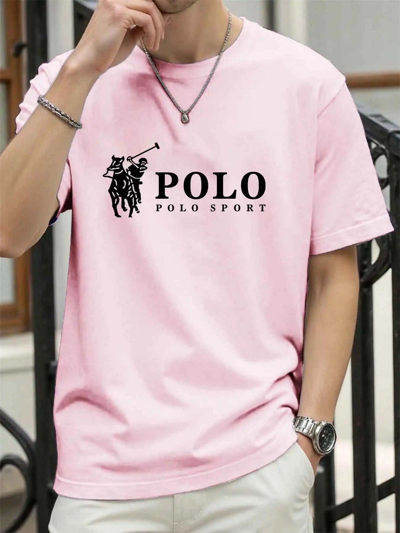 new style High quality men's T-shirt 2026 summer print casual 100% cotton man loose T-shirt sports top