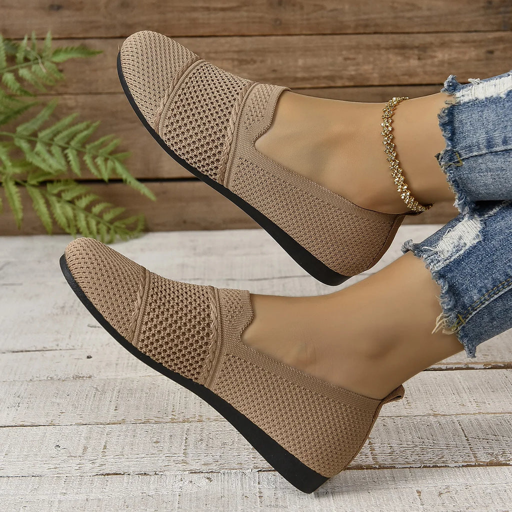 New Summer Mesh Square Toe Breathable Women Shoes Fashion Hollow Out Casual Flat Shoes for Women Large Size Zapatos De Mujer