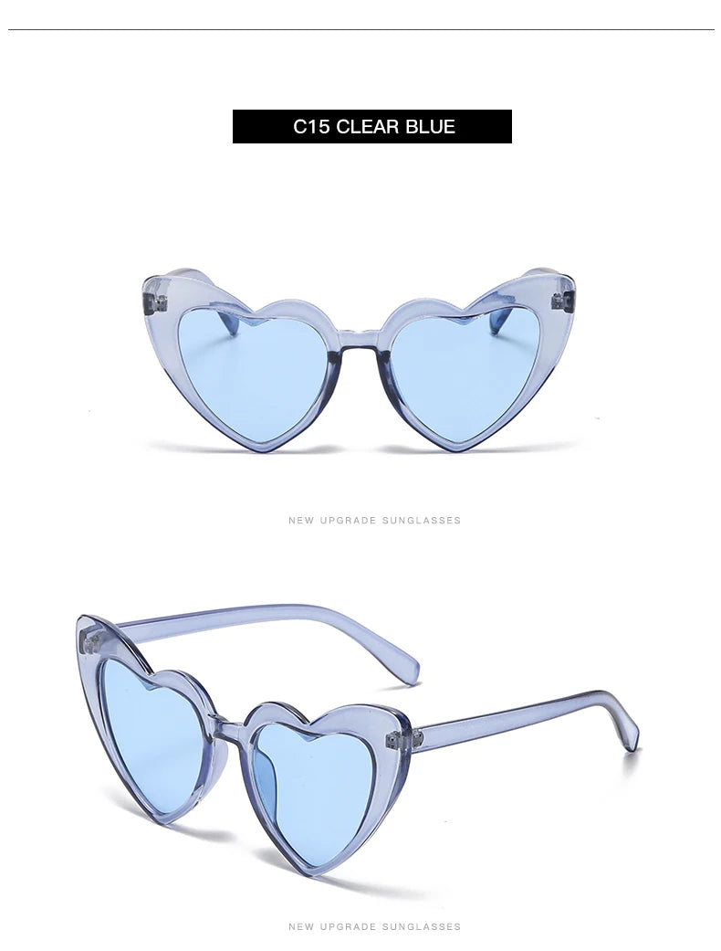 Heart Shaped Sunglasses Women Cat Eye Female Sun Glasses Luxury Brand Retro Love Black Red Eyewear Men Oversize Shade