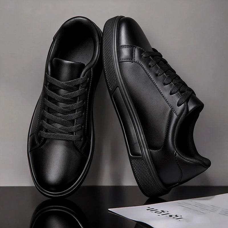 Business Casual Men's Shoes Soft Women Shoes Comfortable Casual PU Leather Shoes for Men Autumn Solid White Men Sneakers