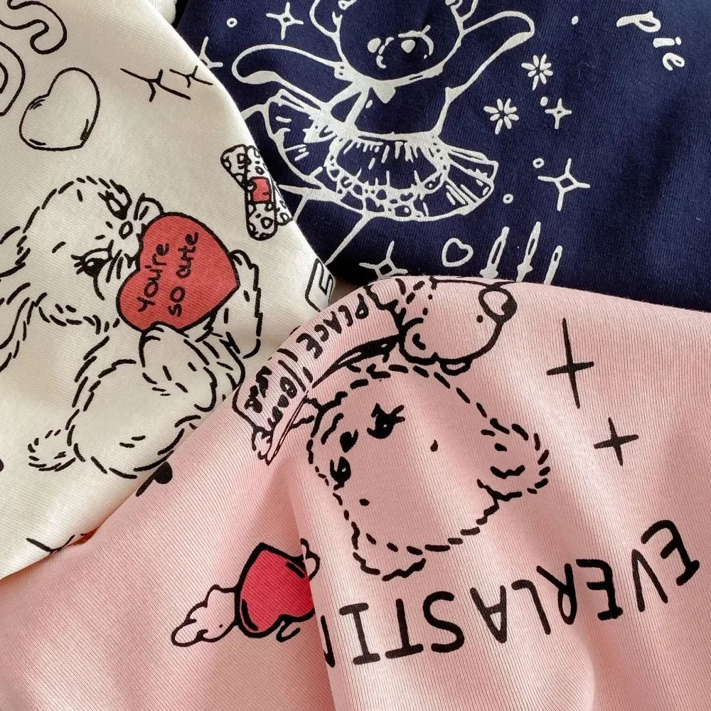 18M-5-year-old Baby Casual Clothes Cute Cartoon Animal Print Short Sleeved T-shirt Boys and Girls Daily Versatile Summer New