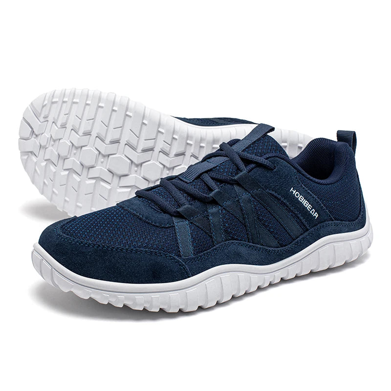 HOBIBEAR Wide Toe Walking Shoes Men Women Non Slip Outdoor Sneakers Lace Up Mesh Breathable Running Shoes