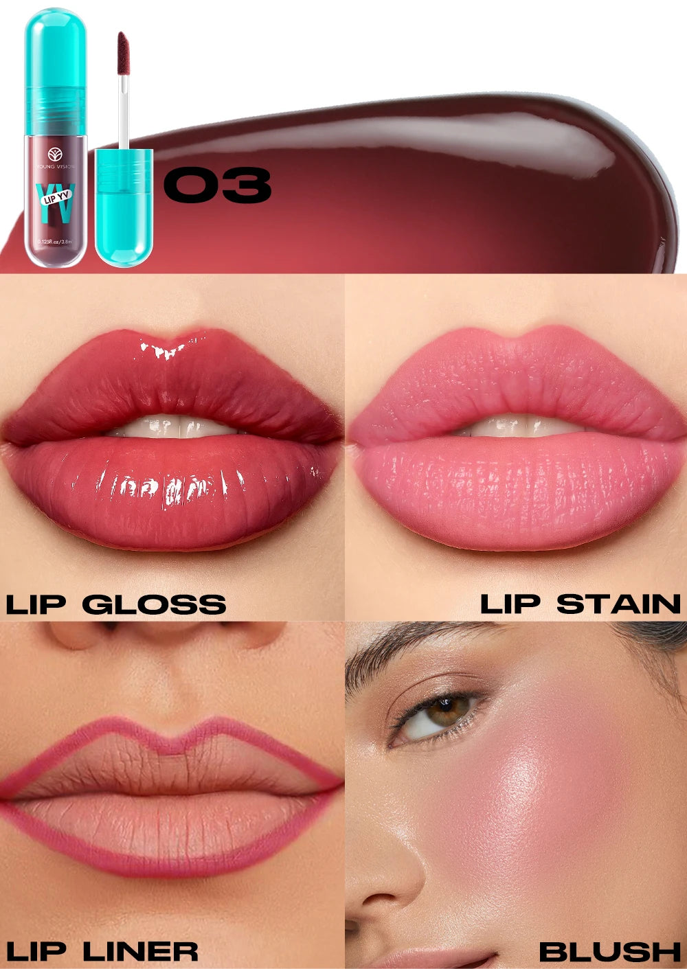 YOUNG VISION 6-Shade Avocado Long-Lasting Moisturizing Lip Stain is lightweight, non-sticky, non-stick cup lip stain