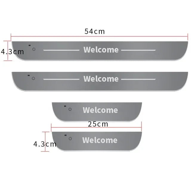 2/4pcs Car Customized Door Illuminated Sill Light Logo Projector Lamp USB Power Moving LED Welcome Pedal Scuff Plate Pedal Light