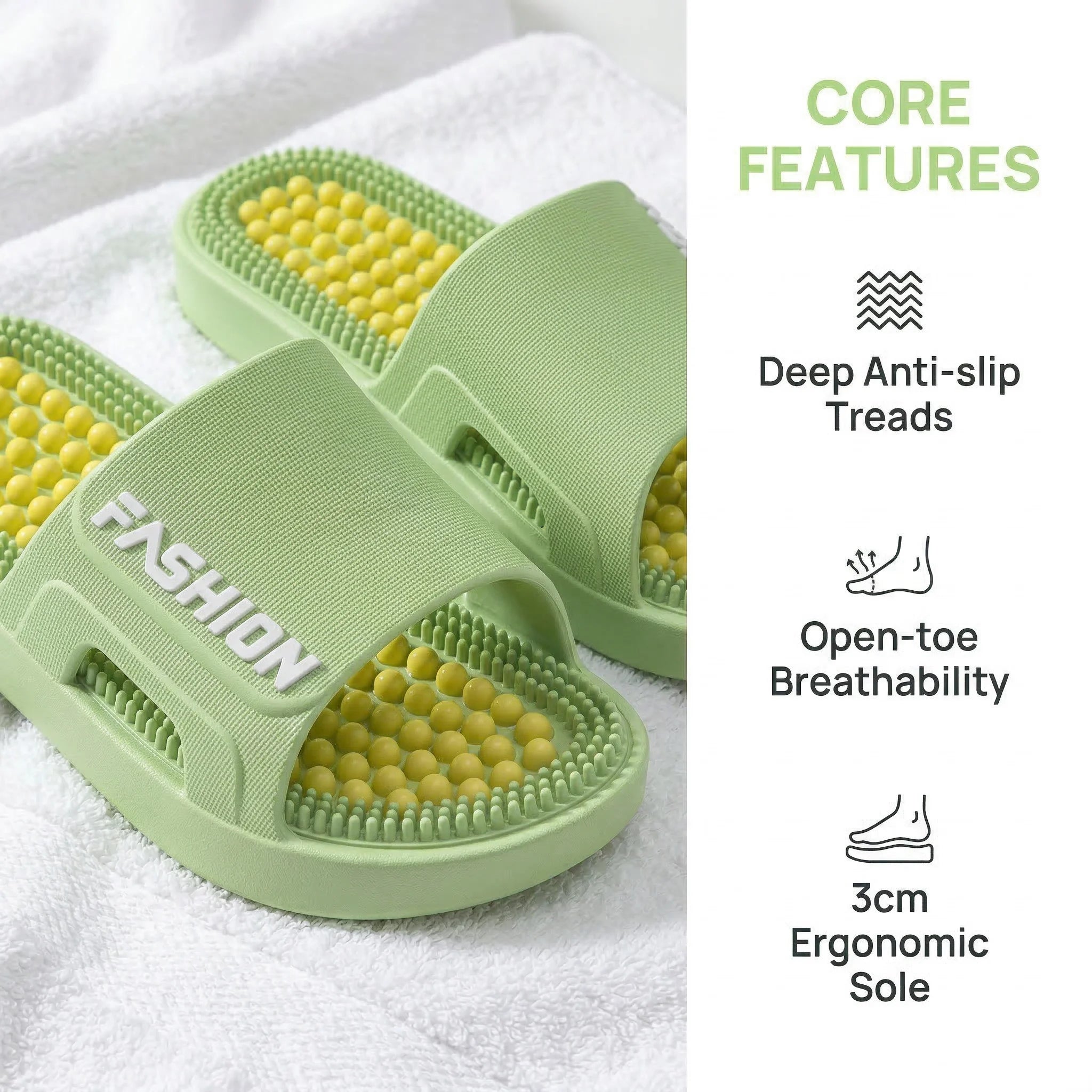 Women Men Acupressure Massage Slippers Soft EVA Anti-Slip Ergonomic Reflexology Slides for Home Bathroom Indoor Outdoor Foot