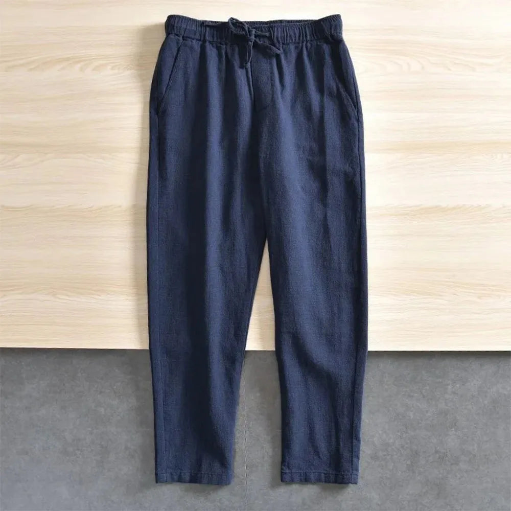 Men's Casual Pants Baggy Streetwear Men Joggers Cotton Linen Sports Trousers Long Straight Pants for Men