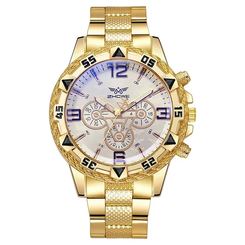 Luxury Business Men's Watch Stainless Steel Strap Blue-Light Glass Men Quartz Watches Big Dial Casual Wristwatch for man gifts