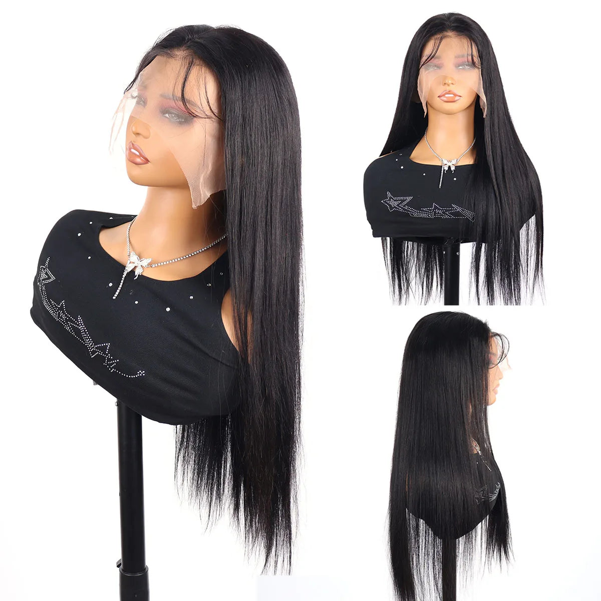 40 Inch 220 Density Bone Straight HD Lace Frontal Wig 13x6 Pre Plucked Brazilian 360 Full Lace Front Human Hair Wigs For Women