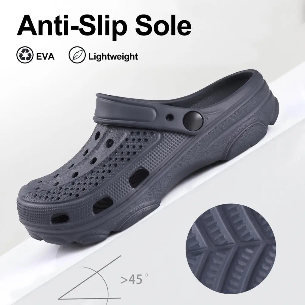 Smile Pop Casual Men Clogs Slippers Band Summer Slippers Outdoor Non-slip Beach Cozy Men Shoes Soft EVA Home Breathable Slippers